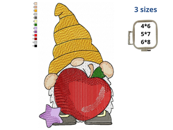 Charming Gnome with Apple for Apparel