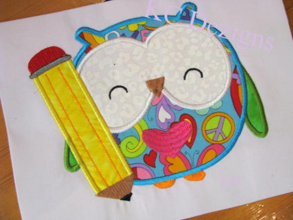 Charming Owl with Pencil Embroidery Design