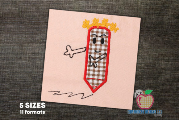 Cute Pencil Cartoon with Line for Apparel